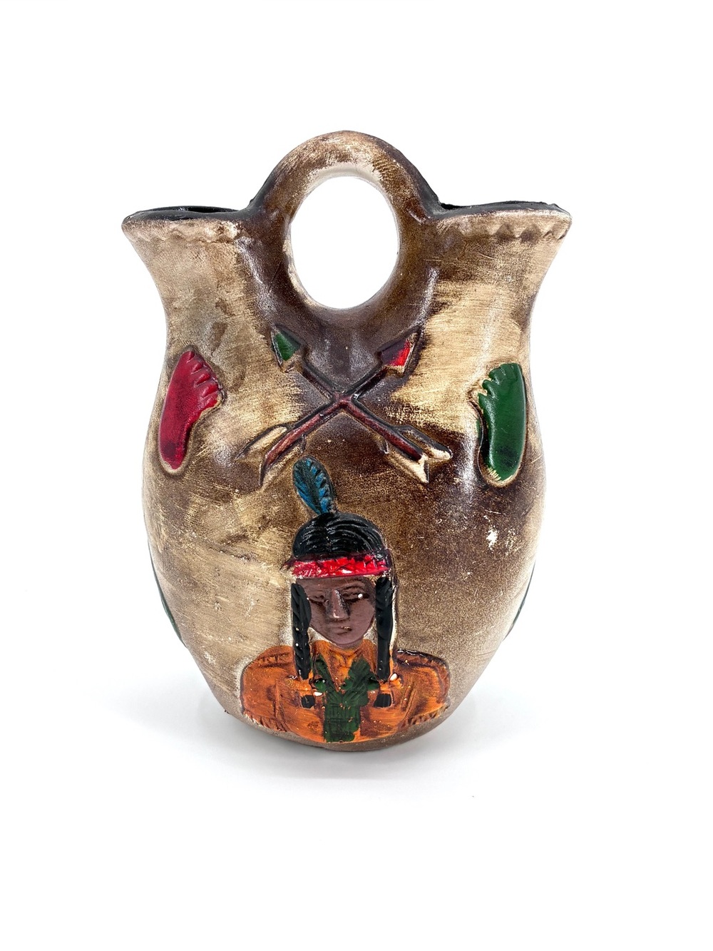 Vintage Native American Indian Tribal Double-Spout Ceramic Wedding Vase